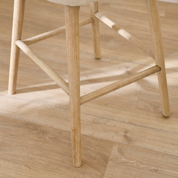 Bella Light Beige Boucle Bar Stool - Whitewash Legs - Laura James