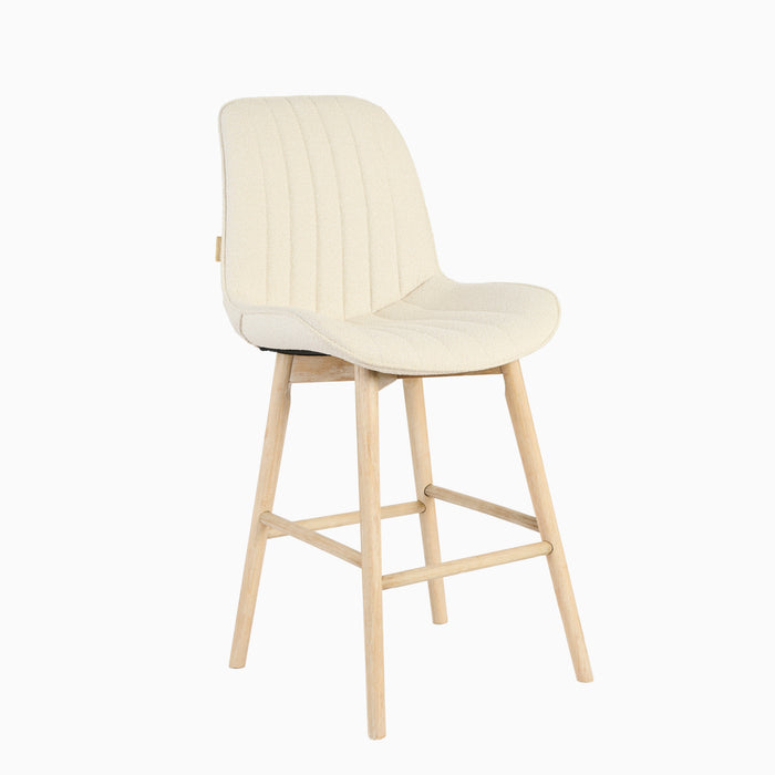 Bella Light Beige Boucle Bar Stool - Whitewash Legs - Laura James