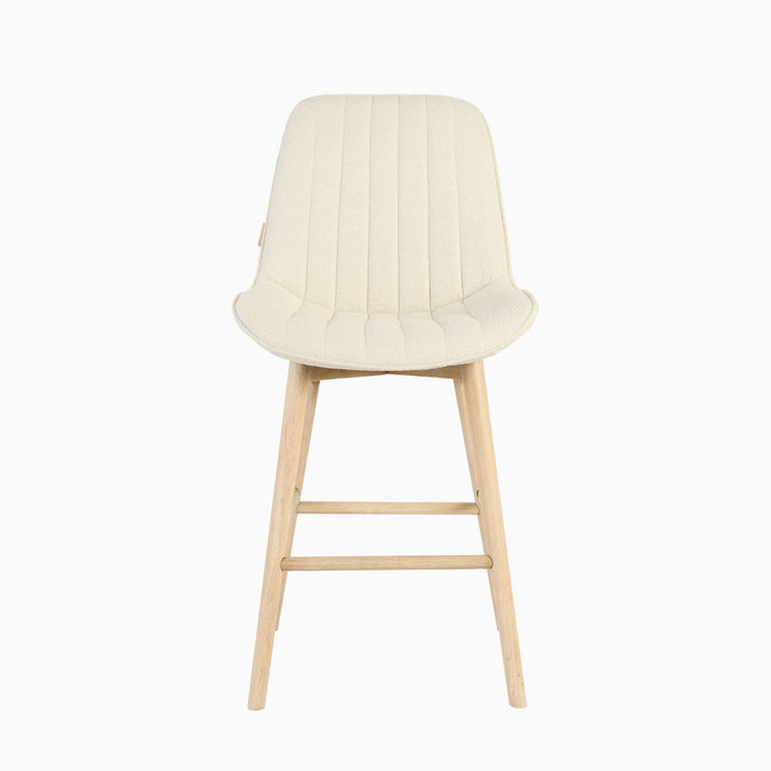 Bella Light Beige Boucle Bar Stool - Whitewash Legs - Laura James