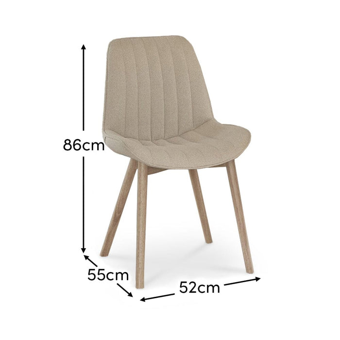 Bella Light Beige Boucle Dining Chairs with Whitewash Oak Legs  - Laura James