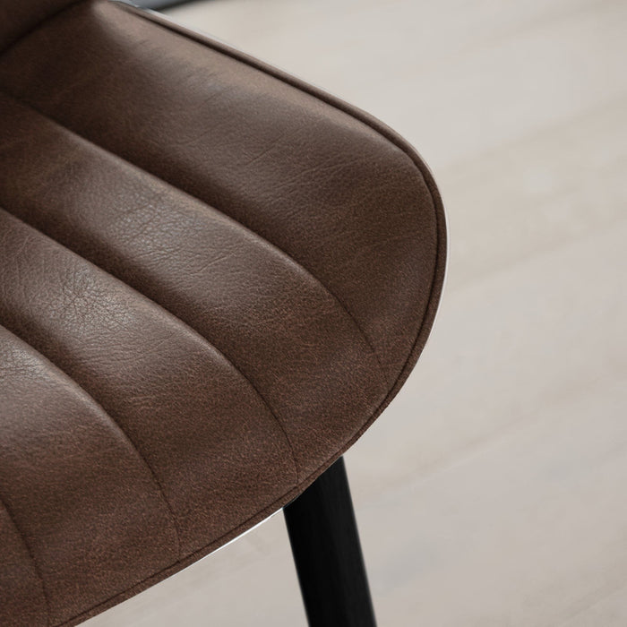Bella Saddle Brown Dining Chair - Set of 2 - Black Oak Legs - Laura James