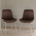 Bella Saddle Brown Dining Chair - Set of 2 - Whitewash Oak Legs - Laura James