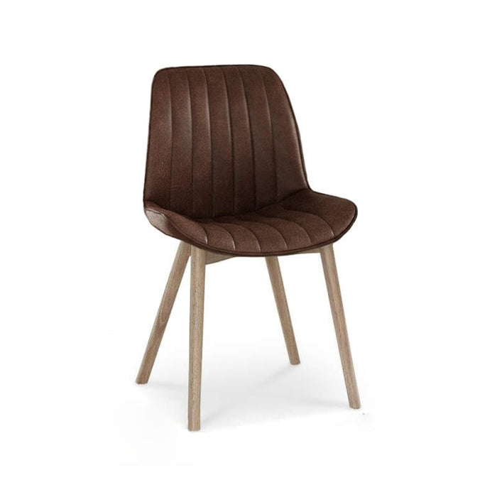 Bella Saddle Brown Dining Chair - Set of 2 - Whitewash Oak Legs - Laura James