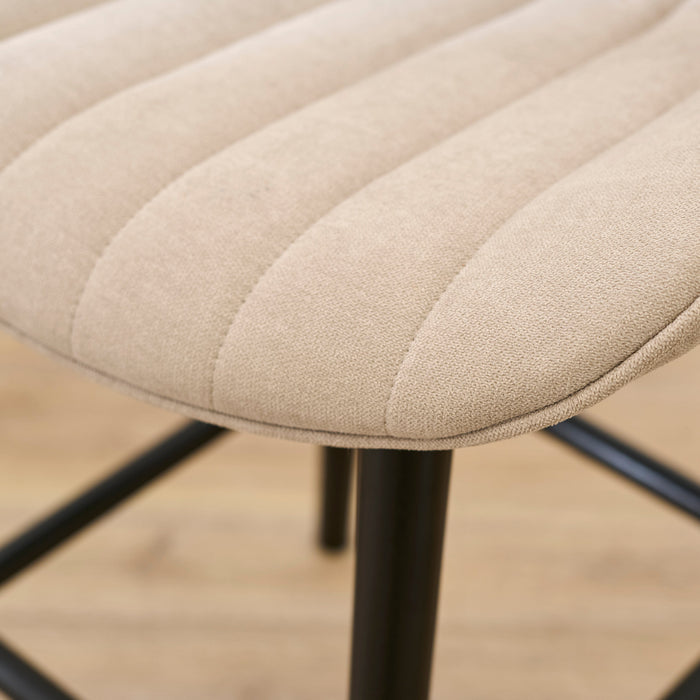Bella Soft Beige  Bar Stool - Black Oak Legs - Laura James