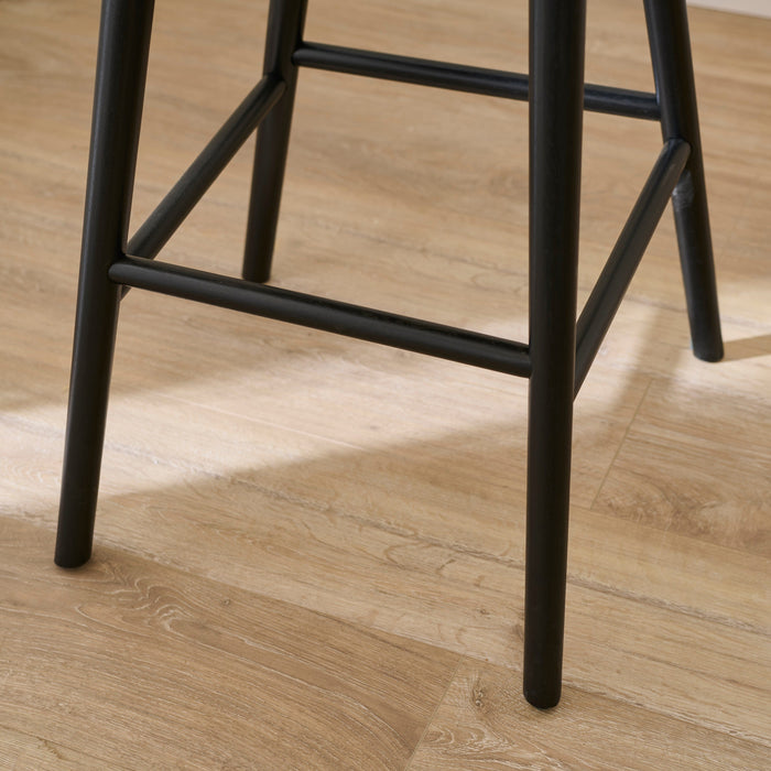 Bella Soft Beige  Bar Stool - Black Oak Legs - Laura James