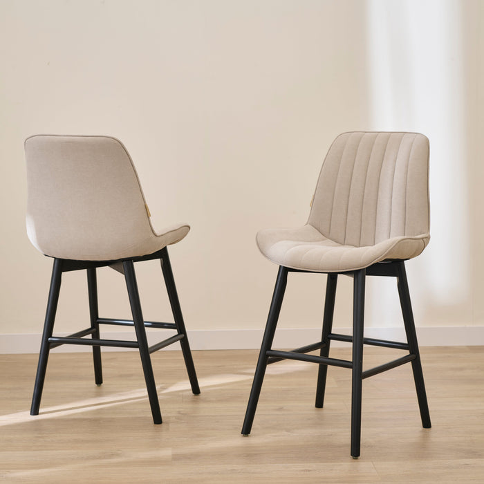 Bella Soft Beige  Bar Stool - Black Oak Legs - Laura James