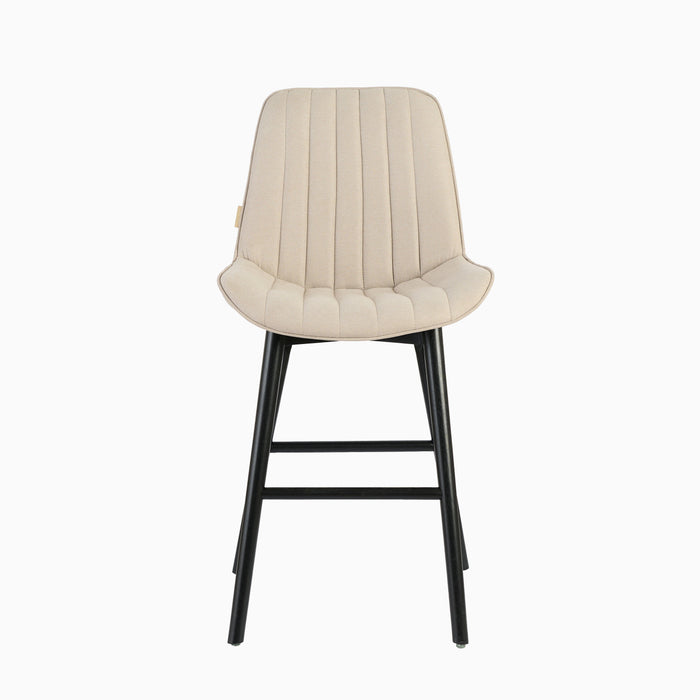 Bella Soft Beige  Bar Stool - Black Oak Legs - Laura James