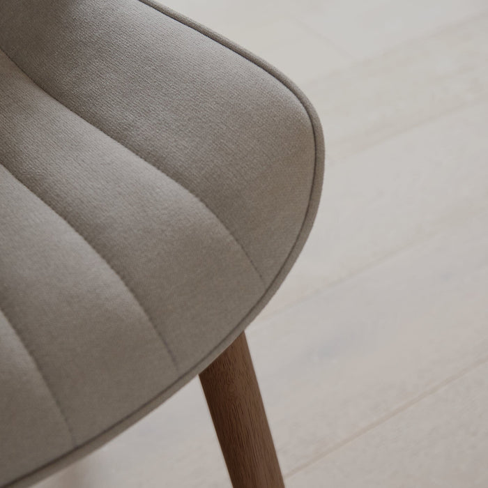 Bella Soft Beige Dining Chair - Set of 2 - Coffee Brown Mango Wood Legs - Laura James