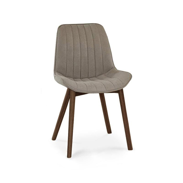 Bella Soft Beige Dining Chair - Set of 2 - Coffee Brown Mango Wood Legs - Laura James