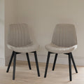 Bella Soft Beige Dining Chairs - Set Of 2 -  Black Legs - Laura James
