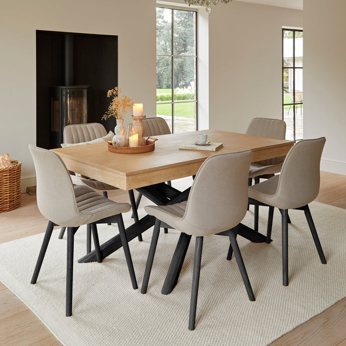 Bella Soft Beige Dining Chairs - Set Of 2 -  Black Legs - Laura James
