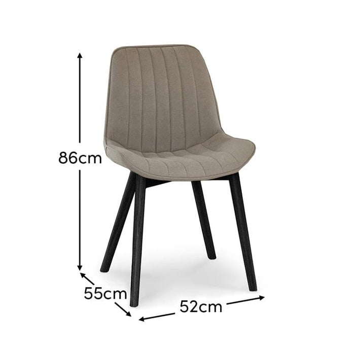 Bella Soft Beige Dining Chairs - Set Of 2 -  Black Legs - Laura James