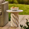 Bianca Concrete Round Garden Side Table - Paprika Mother of Pearl Terrazzo - Laura James