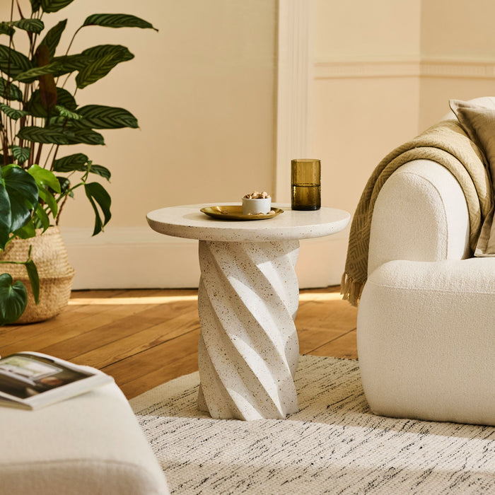 Bianca Round Side Table - Paprika Mother of Pearl Terrazzo - Laura James