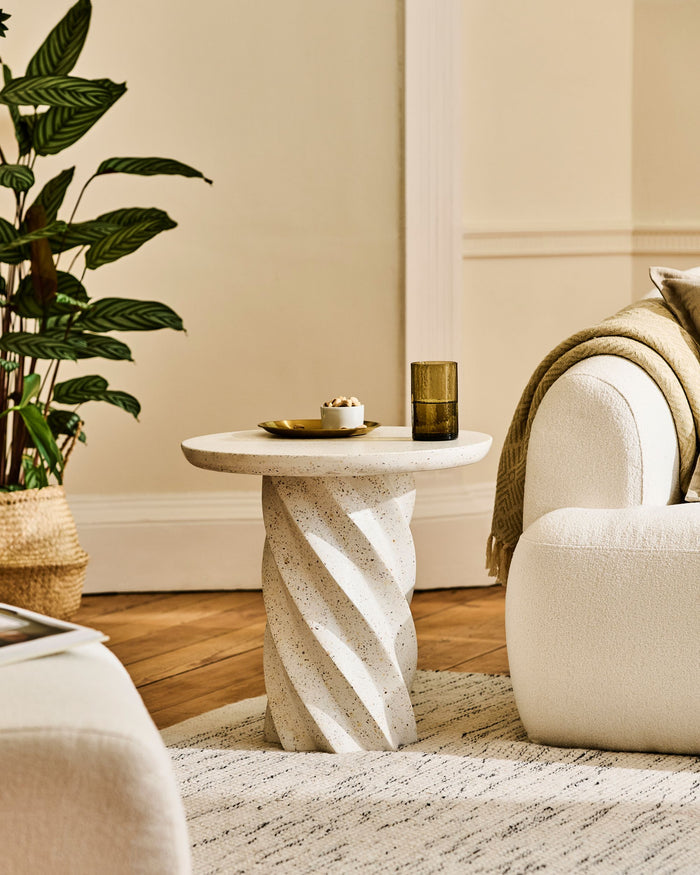 Bianca Round Side Table - Paprika Mother of Pearl Terrazzo - Laura James