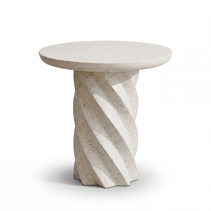 Bianca Concrete Round Side Table - Paprika Mother of Pearl Terrazzo - Laura James
