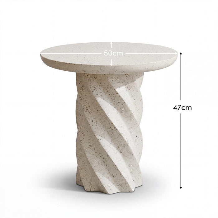 Bianca Concrete Round Side Table - Paprika Mother of Pearl Terrazzo - Laura James