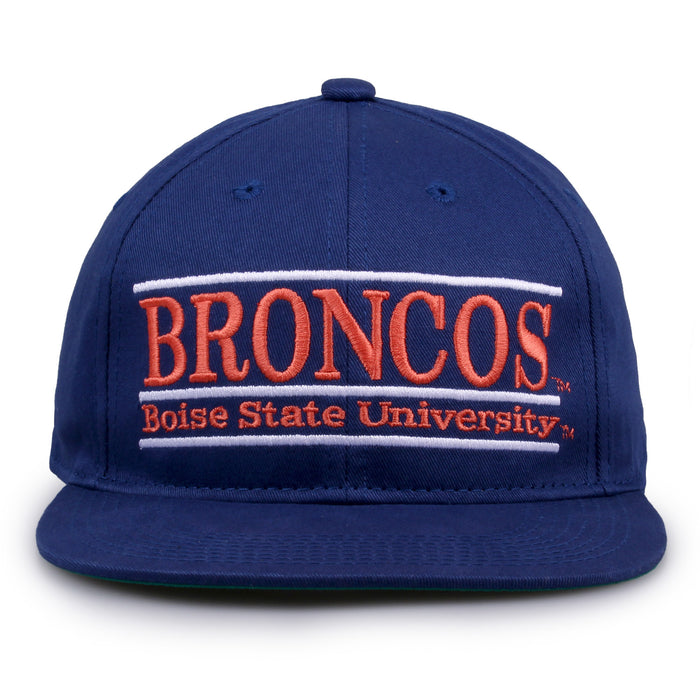 Boise State Retro Bar snapback hat in royal blue, front view
