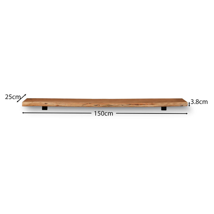 Bosco Natural Acacia Wall Shelf - 150cm - Laura James