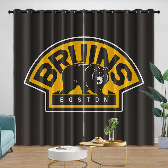 Boston Bruins Curtains Pattern Blackout Window Drapes Room Decoration