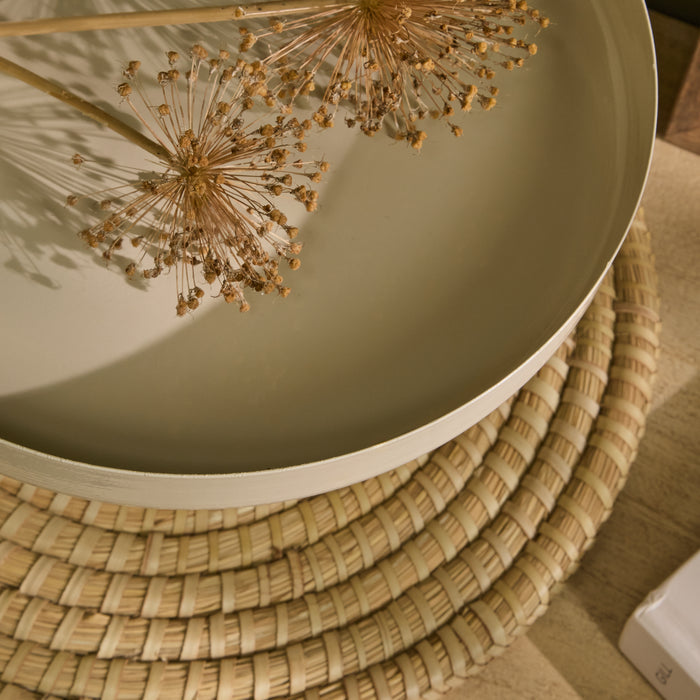 Boswell 30cm Footed Tray - Oatmeal Metal - Laura James