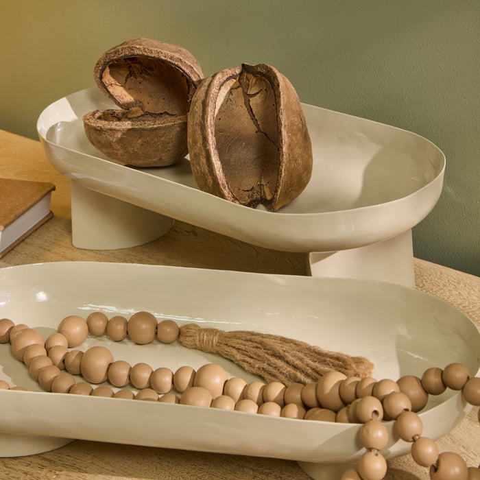 Boswell 32cm Footed Trays - Set of 2 - Oatmeal Metal - Laura James
