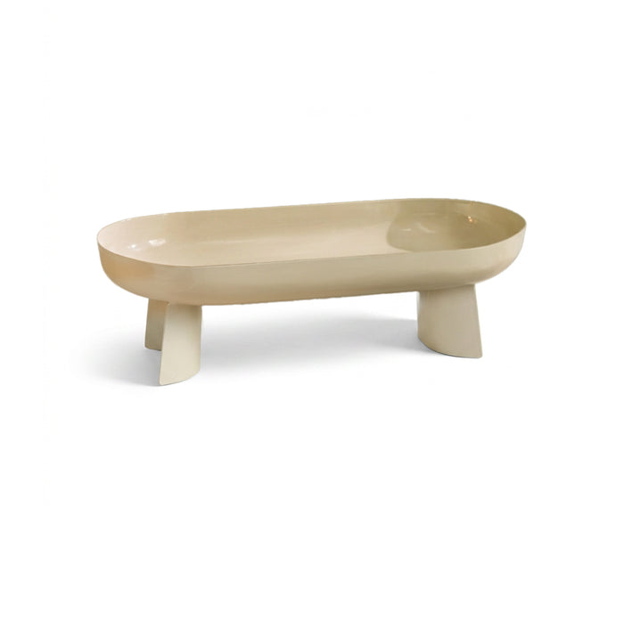 Boswell 32cm Tall Footed Tray - Oatmeal Metal - Laura James