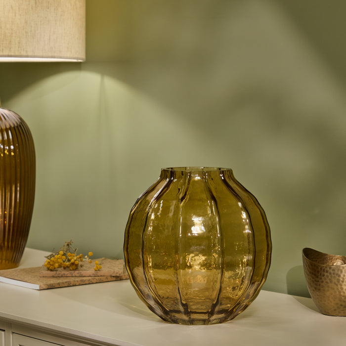 Bray 20cm Glass Vase - Amber Yellow - Laura James