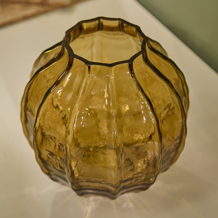 Bray 20cm Glass Vase - Amber Yellow - Laura James