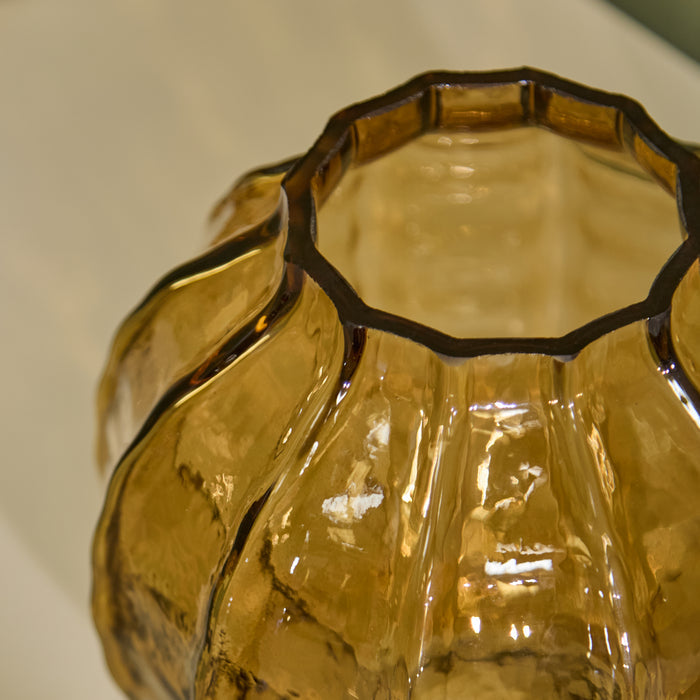 Bray 20cm Glass Vase - Amber Yellow - Laura James