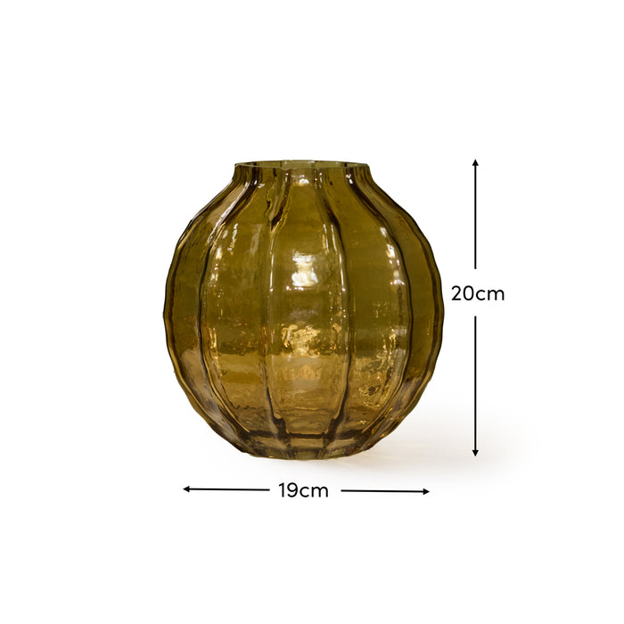 Bray 20cm Glass Vase - Amber Yellow - Laura James