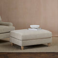 Brea Mink Taupe Footstool - Whitewash Oak Legs - Laura James