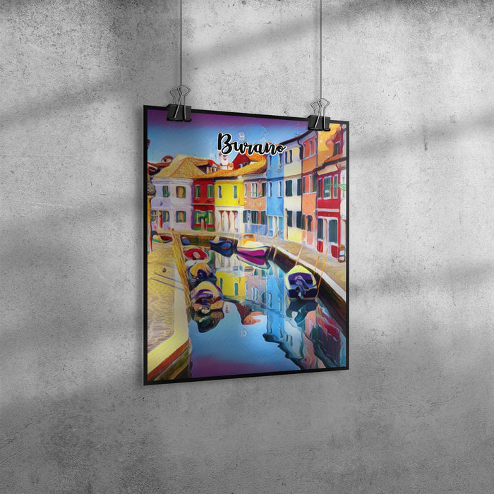 Burano Italy Art Poster Painting 11" x 14"
