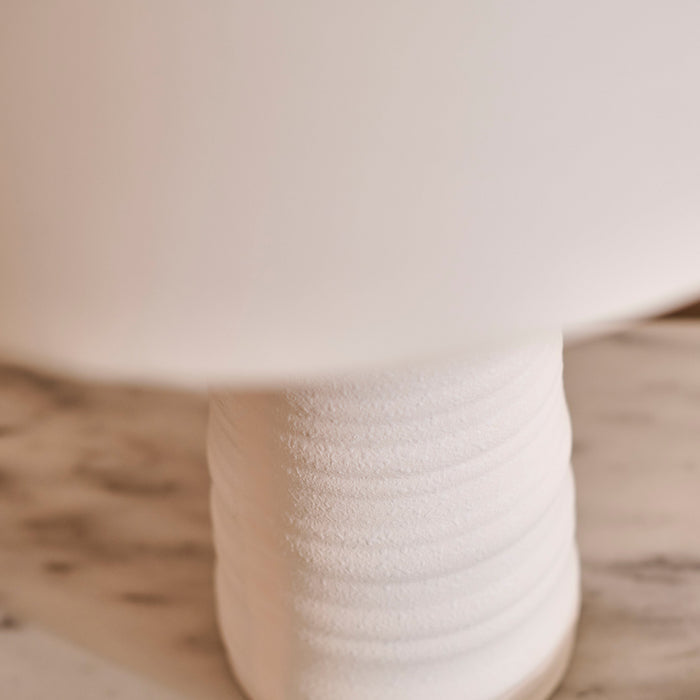 Burleigh 43cm Ceramic Table Lamp Base - White & Coningsby 35cm Cotton Lamp Shade - Snow White - Laura James