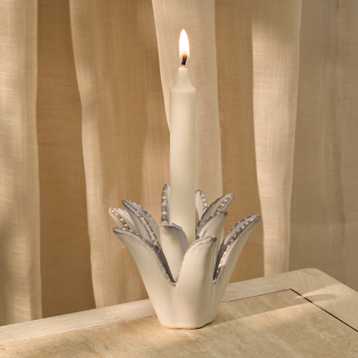 Cabo 13cm Layered Ceramic Candle Holder - Aloe Green - Laura James