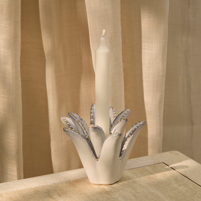 Cabo 13cm Layered Ceramic Candle Holder - Aloe Green - Laura James