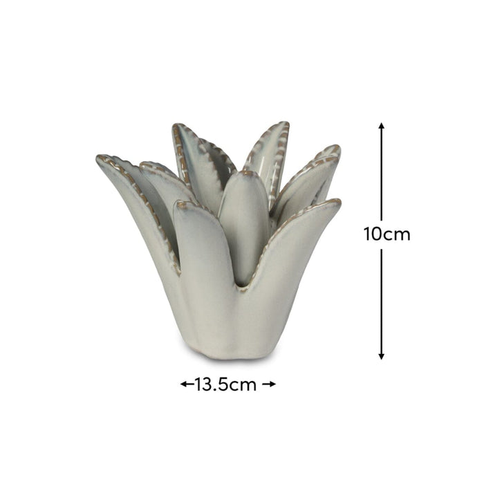 Cabo 13cm Layered Ceramic Candle Holder - Aloe Green - Laura James