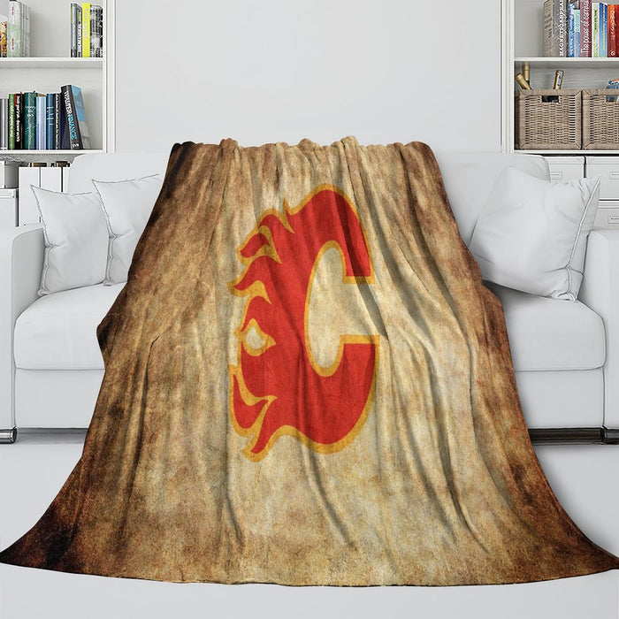 Calgary Flames Blanket Flannel Throw Kids Room Decoration
