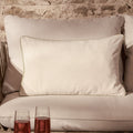 Camber 35x55cm Garden Scatter Cushion Cover - Off White with Sage Green Piping - Laura James