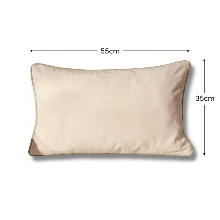Camber 35x55cm Garden Scatter Cushion Cover - Off White with Sage Green Piping - Laura James