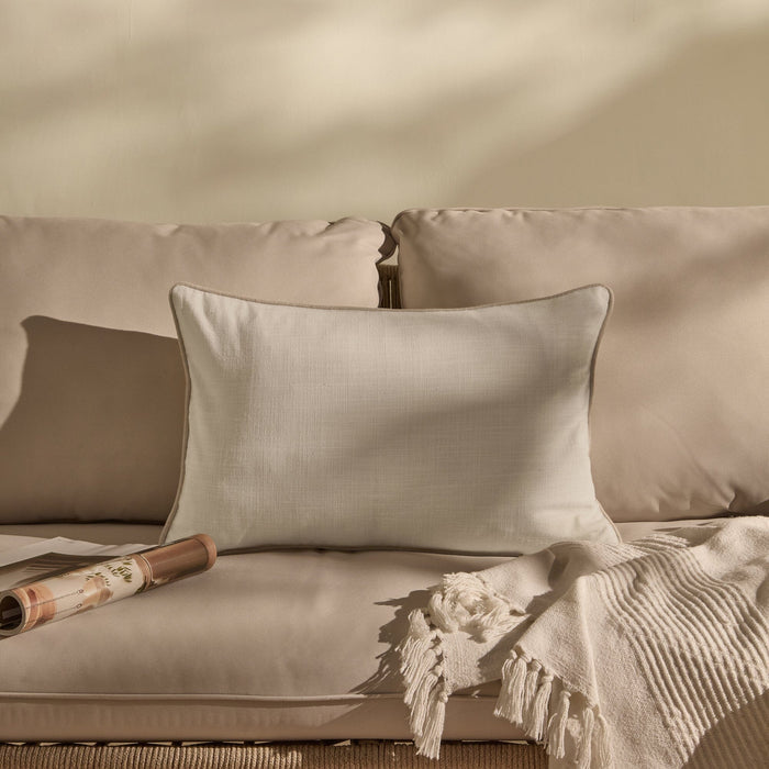 Camber 35x55cm Garden Scatter Cushion Cover - Off White with Sand Piping - Laura James