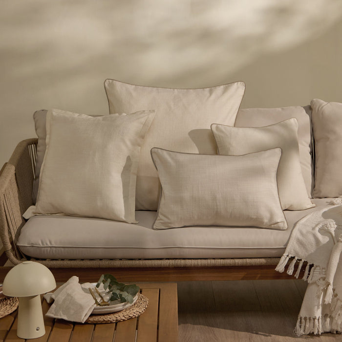 Camber 35x55cm Garden Scatter Cushion Cover - Off White with Sand Piping - Laura James