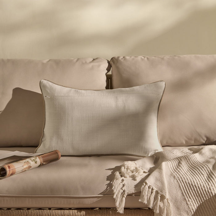 Camber 35x55cm Garden Scatter Cushion Cover - Off White with Sand Piping - Laura James