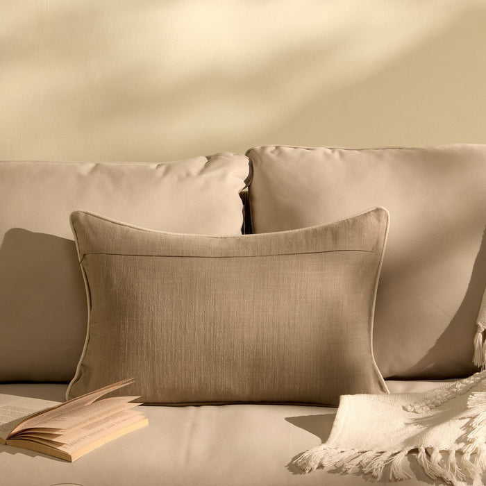 Camber 35x55cm Outdoor Cushion Cover - Sand with Off White Piping - Laura James
