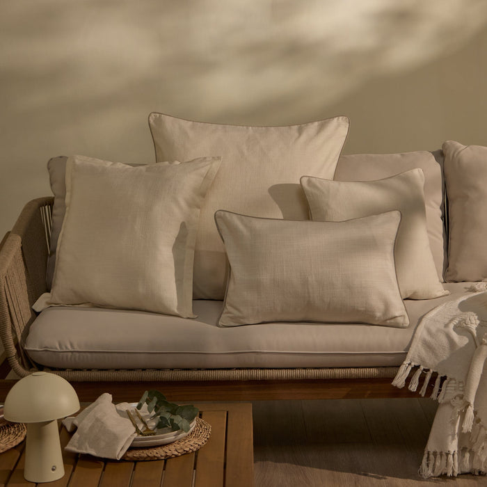 Camber 45x45cm Outdoor Cushion Cover - Off White with Sand Piping - Laura James