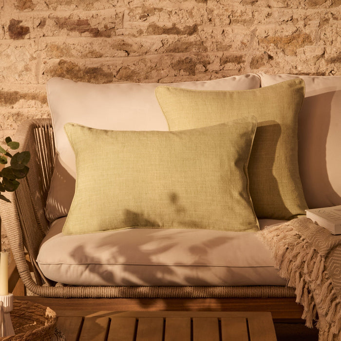 Camber 45x45cm Outdoor Cushion Cover - Sage Green with Green Piping - Laura James