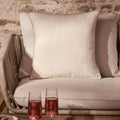 Camber 45x45cm Outdoor Scatter Cushion Cover - Off White with Sage Green Piping - Laura James