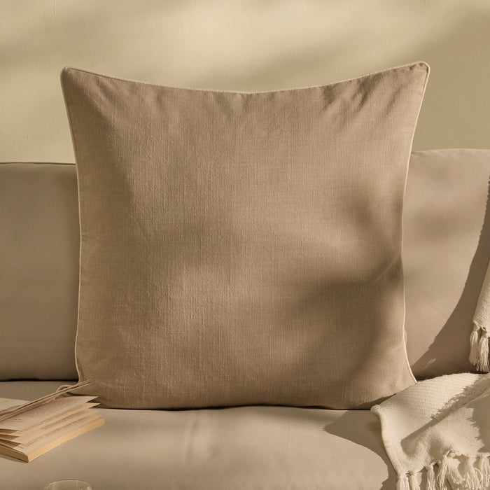 Camber 57x57cm Outdoor Cushion Cover - Sand with Off White Piping - Laura James