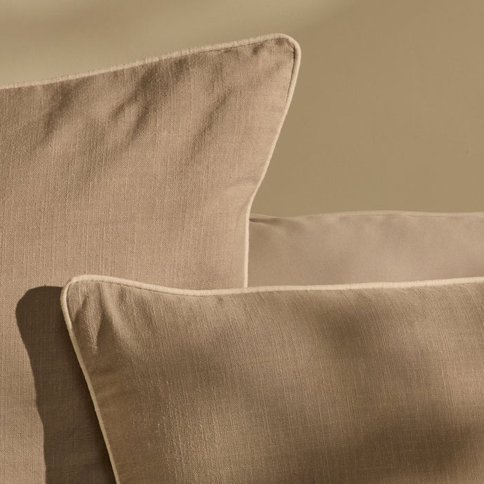 Camber 57x57cm Outdoor Cushion Cover - Sand with Off White Piping - Laura James