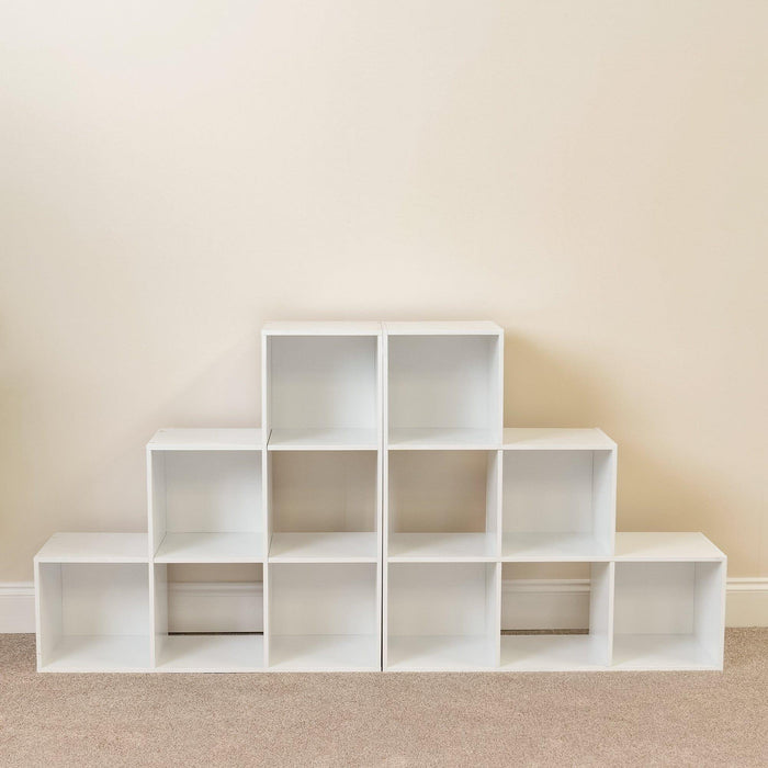 12 Cube Bookcase Ladder Storage Unit - White - Two 6 Cube Units - Laura James